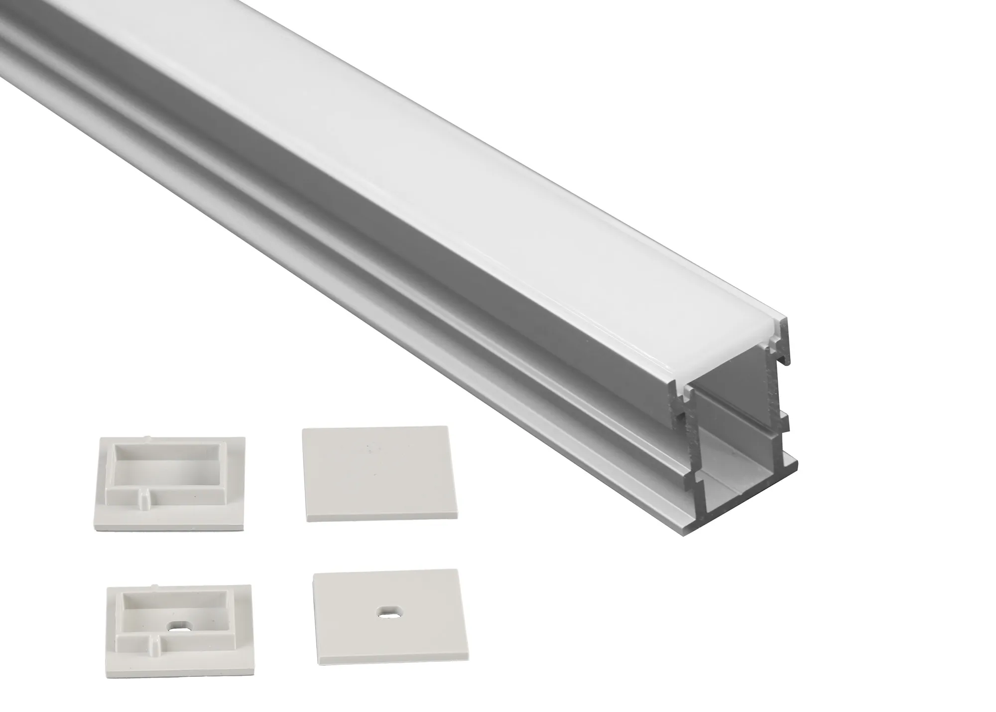 M8064  Tiras 2m, 21.3 x 26mm Floor Aluminium Profile With Diffuser And Accessories